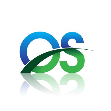 mavi ve yeşil harfler os vektör çizim