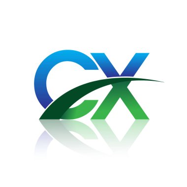mavi ve yeşil vektör logo harfleri cx ile