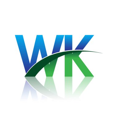 mavi ve yeşil harfler wk vektör çizim