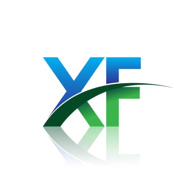 mavi ve yeşil harfler xf vektör çizim