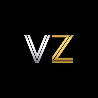 VZ harfler ilk logo kimlik illüstrasyon