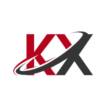 Kırmızı ve siyah alfabesi harfleri kx vektör çizim