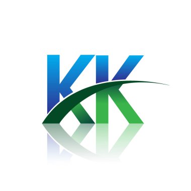 mavi ve yeşil harfler kk vektör çizim