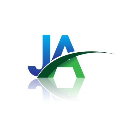 mavi ve yeşil vektör çizim harf ja