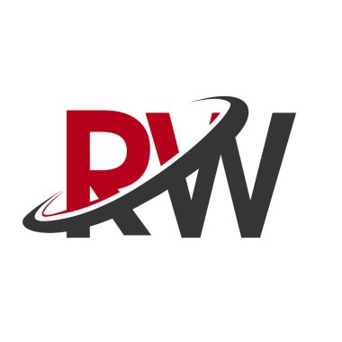 Kırmızı ve siyah alfabesi harfleri rw basit grafik vektör çizim