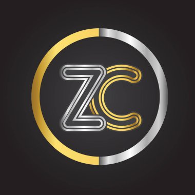 Gümüş altın ile vektör çizim zc mektuplar