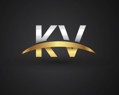 kv vektör çizim gümüş ve altın harfler