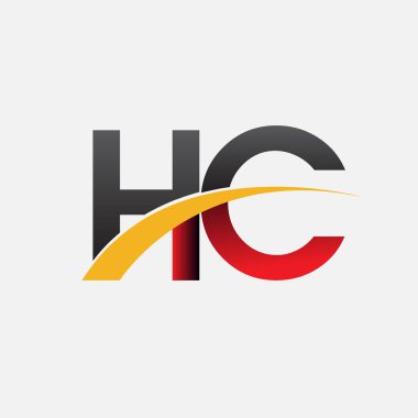 kırmızı, sarı siyah harflerle hc vektör çizim