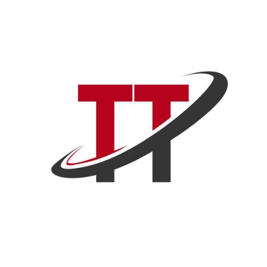 Kırmızı ve siyah alfabesi harfleri tt basit vektör çizim