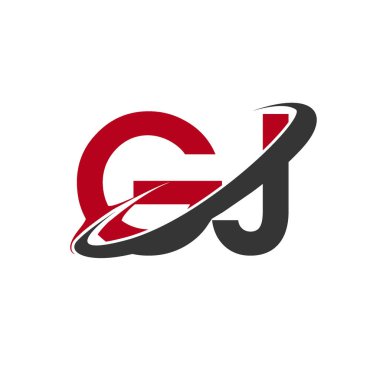 Kırmızı ve siyah harfler gj vektör çizim