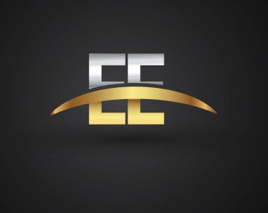 Ee harfleri ilk logo kimlik illüstrasyon