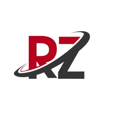 Kırmızı ve siyah alfabesi harfleri rz basit grafik vektör çizim