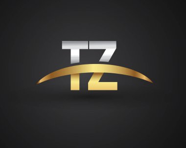 Gümüş ve altın harfler tz vektör çizim