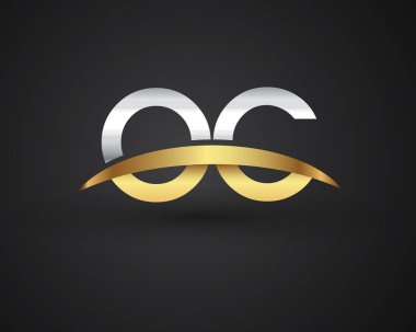 OC harfler ilk logo kimlik illüstrasyon