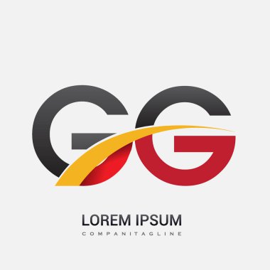 kırmızı, sarı siyah harflerle gg vektör çizim