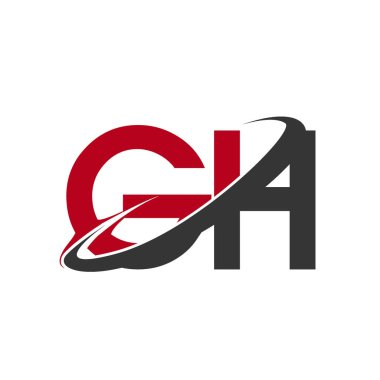 Kırmızı ve siyah vektör çizim gh mektuplar