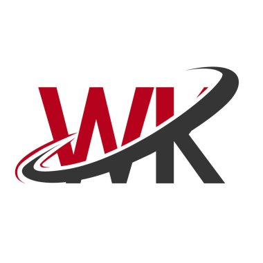 Kırmızı ve siyah harfler wk vektör çizim