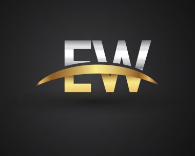 Ew harfler ilk logo kimlik illüstrasyon
