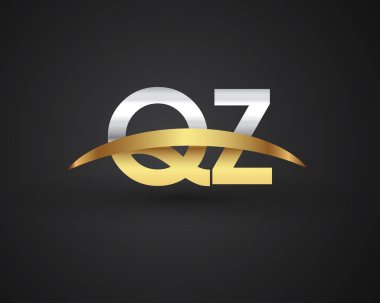 QZ harfler ilk logo kimlik illüstrasyon