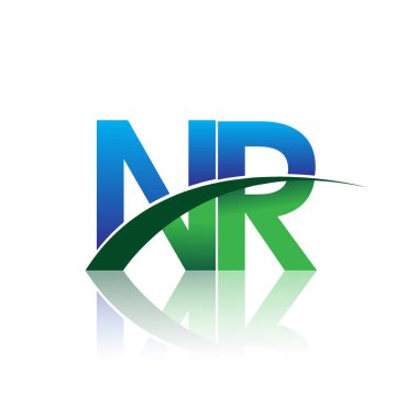 mavi ve yeşil harfler nr vektör çizim