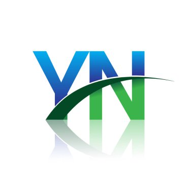 mavi ve yeşil harfler yn vektör çizim