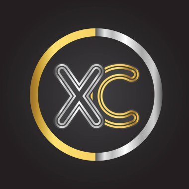 Gümüş altın ile vektör çizim xc harflerini