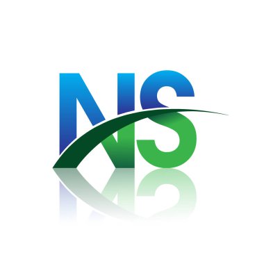 mavi ve yeşil harfler ns vektör çizim