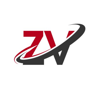 Kırmızı ve siyah harfler zv vektör çizim