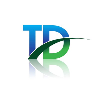 mavi ve yeşil harfler td vektör çizim