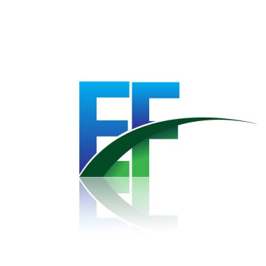 vektör çizim mavi ve yeşil harf ef