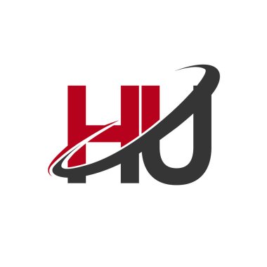 Kırmızı ve siyah harfler hu vektör çizim