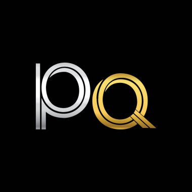 pq vektör çizim gümüş ve altın harfler