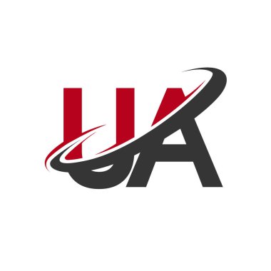 Kırmızı ve siyah alfabesi harfleri ua basit vektör çizim