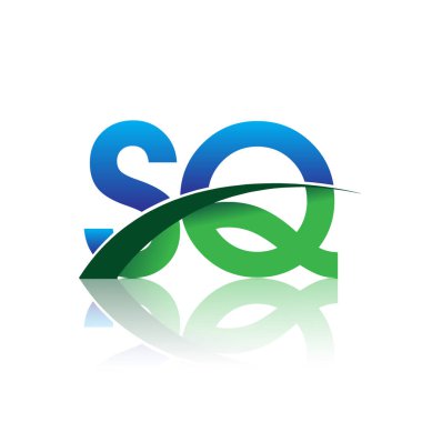 mavi ve yeşil harfler sq vektör çizim