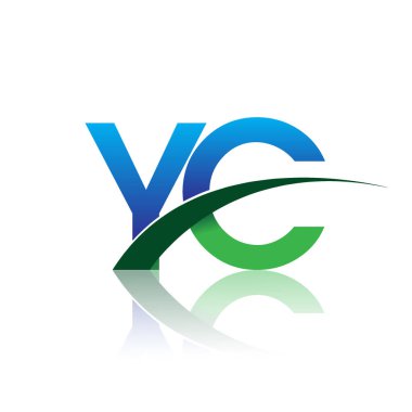 mavi ve yeşil harfler yc vektör çizim