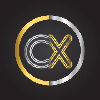 CX harfler ilk logo kimlik illüstrasyon