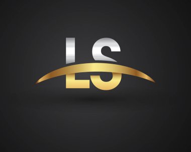 Gümüş ve altın harf ls vektör çizim