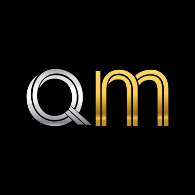 qm vektör çizim gümüş ve altın harfler