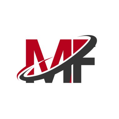Kırmızı ve siyah harfler mf vektör çizim