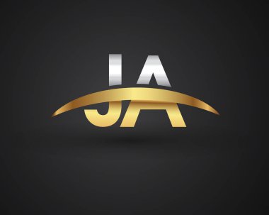 vektör çizim gümüş ve altın harf ja