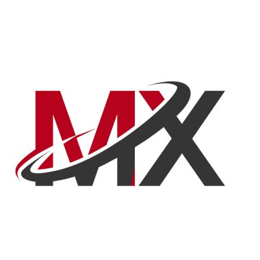 Kırmızı ve siyah harfler mx vektör çizim