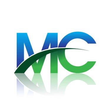 mavi ve yeşil harfler mc vektör çizim