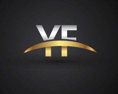 Gümüş ve altın harfler yf vektör çizim