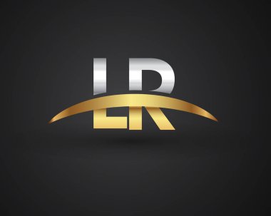 Gümüş ve altın harfler lr vektör çizim