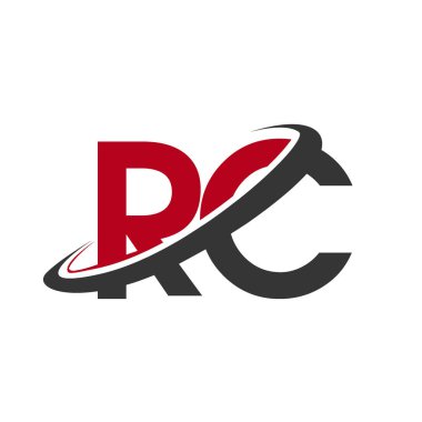 rc basit grafik vektör çizim kırmızı ve siyah alfabesi harfleri