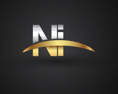ni harfler ilk logo kimlik illüstrasyon