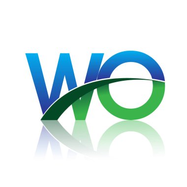 mavi ve yeşil vektör logo ile wo mektuplar