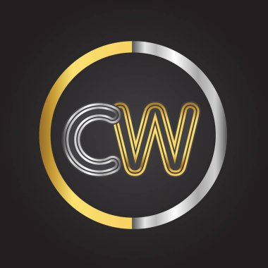 CW harfler ilk logo kimlik illüstrasyon
