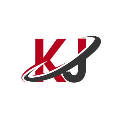kj vektör çizim kırmızı ve siyah alfabesi harfleri