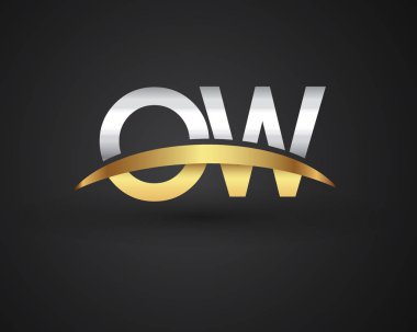 ow mektup ilk logo kimlik illüstrasyon
